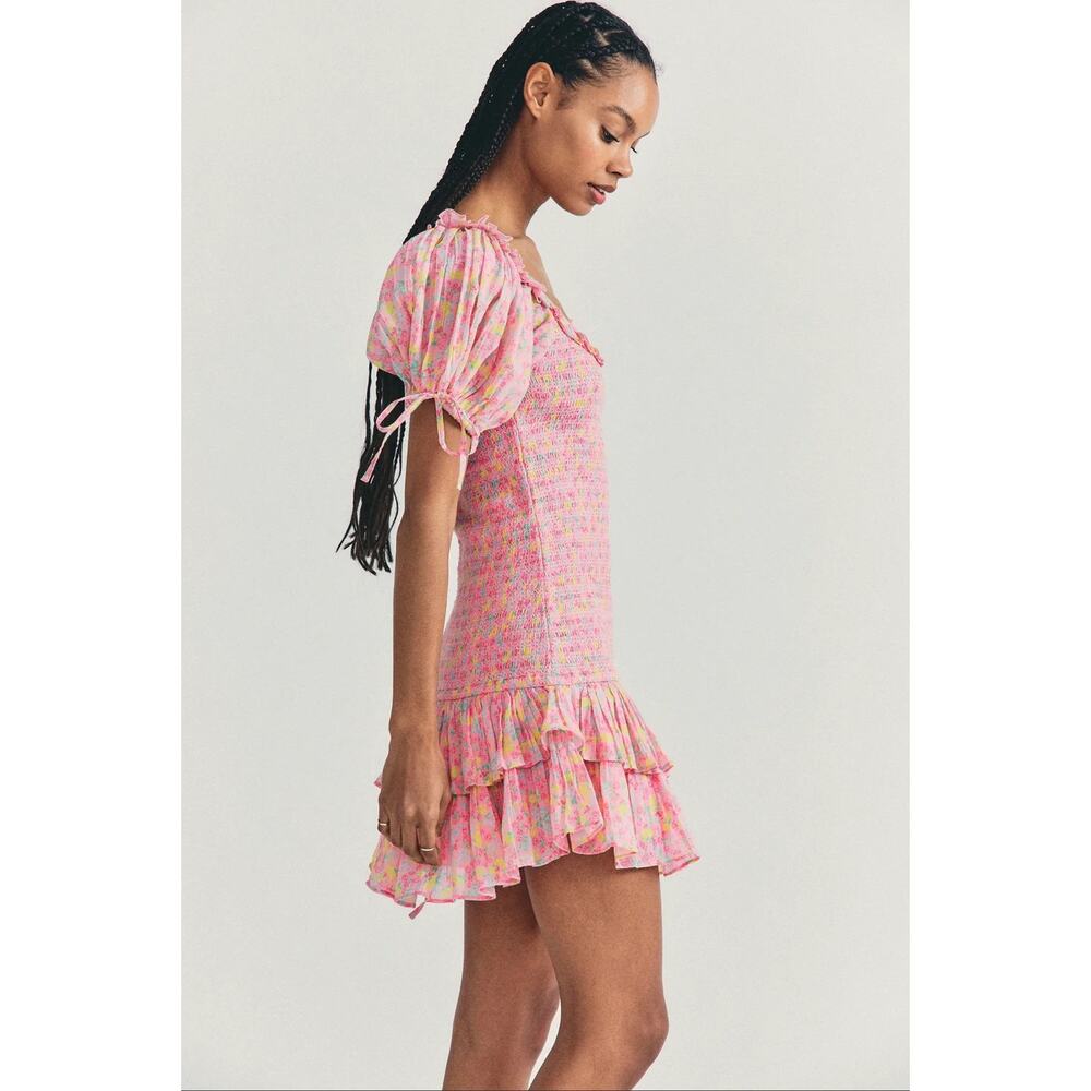 Love Shack Fancy Violet Mini Dress in Melon Punch Size Small - Picture 3 of 6